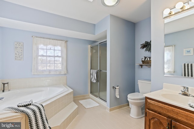 5512 Aspen Dale Ct, Ellicott City, MD 21043 - bathroom with toilet, a stall shower, a garden tub, and vanity