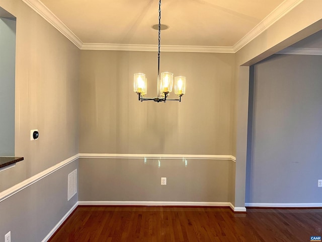 2733 Aldersgate Way, Charlottesville, VA 22911 - unfurnished dining area featuring wood finished floors, a chandelier, ornamental molding, and baseboards