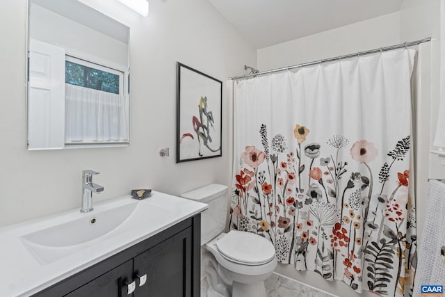 6 Axle Tree Rd, Palmyra, VA 22963 - bathroom featuring marble look tile flooring, vanity, and toilet
