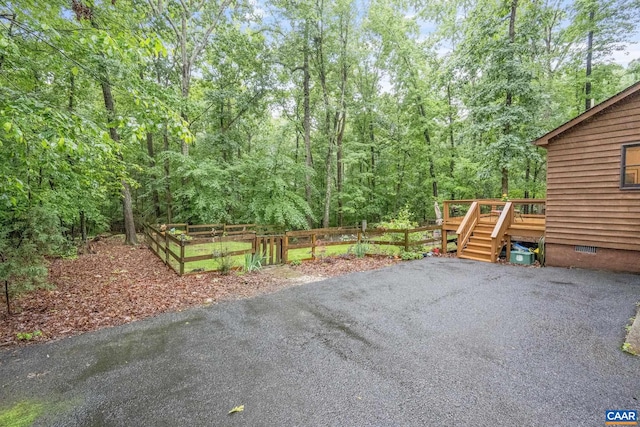 6 Axle Tree Rd, Palmyra, VA 22963 - view of patio with a wooden deck and a view of trees