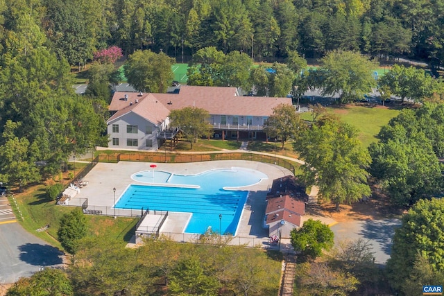 6 Axle Tree Rd, Palmyra, VA 22963 - view of swimming pool featuring a forest view