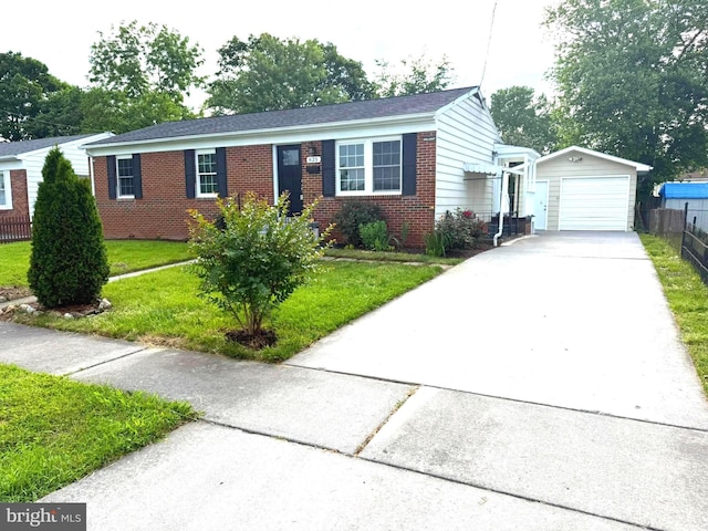 625 Butler Ave, Winchester, VA 22601 - single story home featuring an outdoor structure, brick siding, concrete driveway, and a garage