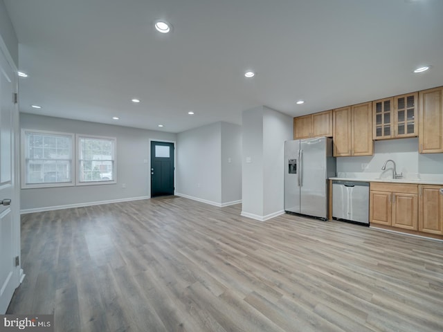 625 Butler Ave, Winchester, VA 22601 - kitchen featuring stainless steel appliances, light countertops, baseboards, light wood-style floors, and recessed lighting