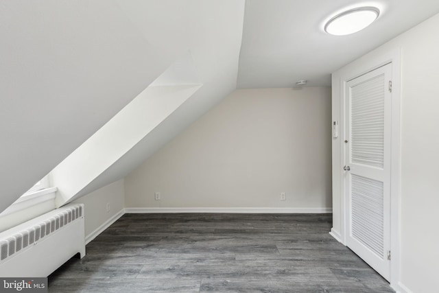 106 Bainbridge St, Philadelphia, PA 19147 - additional living space with radiator heating unit, lofted ceiling, wood finished floors, and baseboards