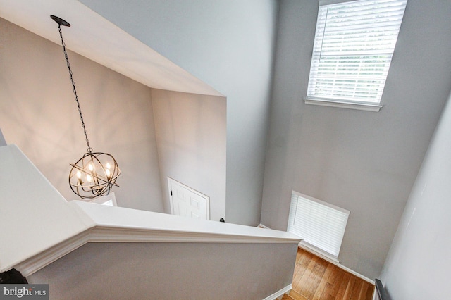 812 Red Rock Cir, Royersford, PA 19468 - stairway with a chandelier and wood finished floors