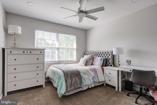 812 Red Rock Cir, Royersford, PA 19468 - bedroom featuring dark colored carpet, ceiling fan, and recessed lighting