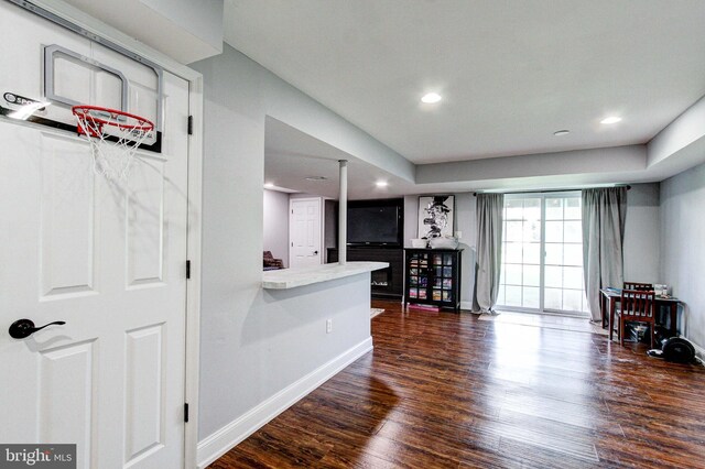 812 Red Rock Cir, Royersford, PA 19468 - bar featuring baseboards, dark wood-type flooring, and recessed lighting