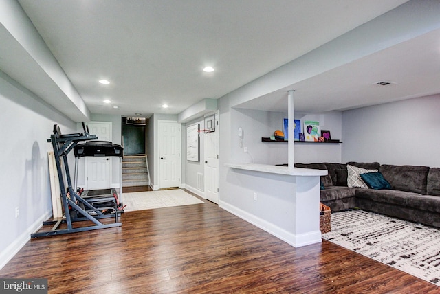 812 Red Rock Cir, Royersford, PA 19468 - workout room with wood finished floors, baseboards, and recessed lighting