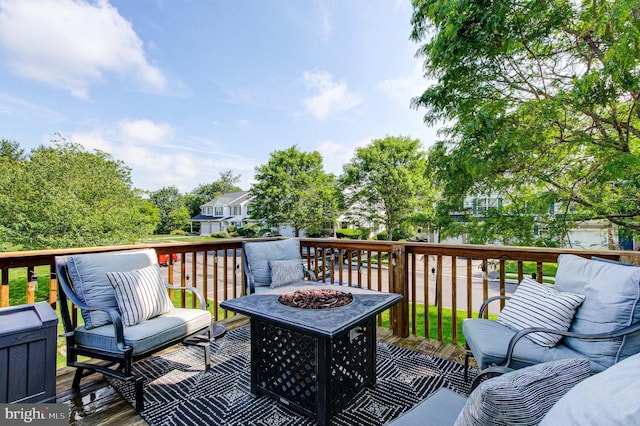 812 Red Rock Cir, Royersford, PA 19468 - wooden deck featuring an outdoor living space with a fire pit