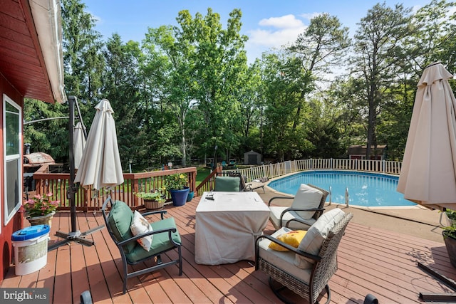 312 Walnut Ave, Marlton, NJ 08053 - view of swimming pool with a deck, a fenced backyard, and view of wooded area