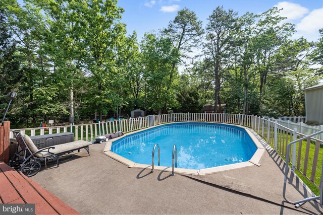 312 Walnut Ave, Marlton, NJ 08053 - view of pool with a patio area, a fenced backyard, and view of wooded area