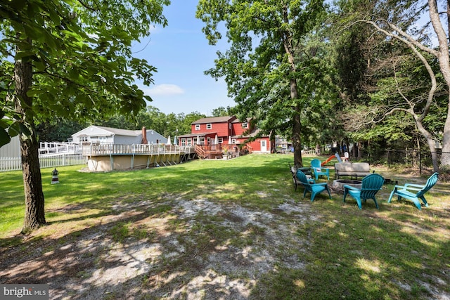 312 Walnut Ave, Marlton, NJ 08053 - view of yard with a pool and a deck