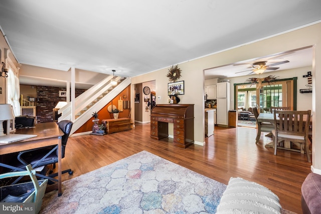 312 Walnut Ave, Marlton, NJ 08053 - office area featuring wood finished floors, baseboards, and a ceiling fan