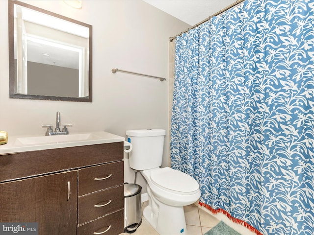 20523 Staffordshire Dr, Germantown, MD 20874 - bathroom with toilet, tile patterned flooring, vanity, and a shower with shower curtain