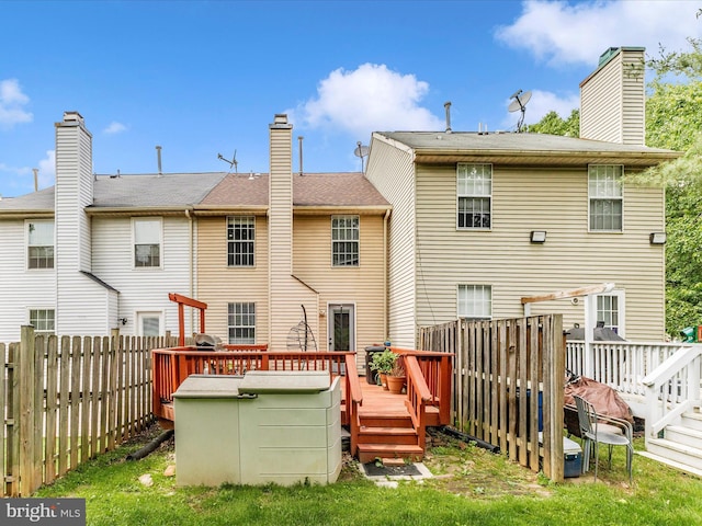 20523 Staffordshire Dr, Germantown, MD 20874 - back of property featuring a wooden deck and a chimney