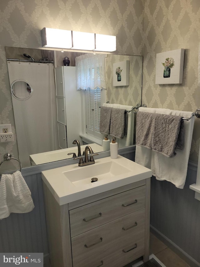 1221 Valley View Rd, Bellefonte, PA 16823 - bathroom with wallpapered walls and vanity