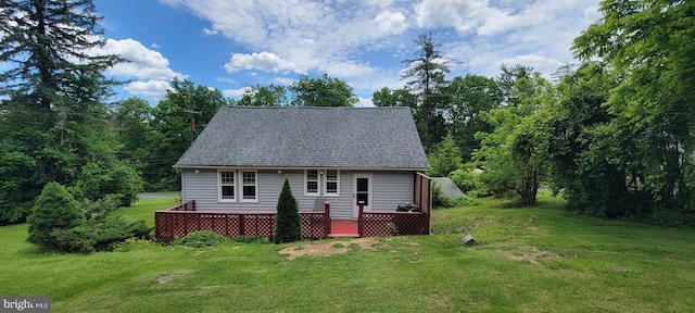 1221 Valley View Rd, Bellefonte, PA 16823 - view of front of property with a front yard, a wooden deck, and a shingled roof