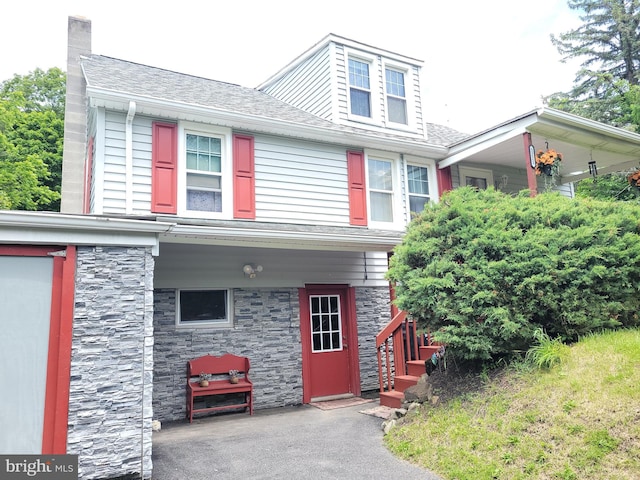 1221 Valley View Rd, Bellefonte, PA 16823 - view of front of house with stone siding and a chimney