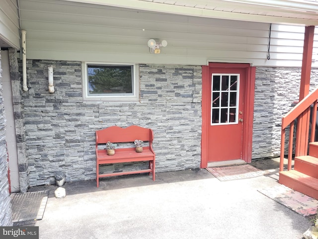 1221 Valley View Rd, Bellefonte, PA 16823 - doorway to property with stone siding