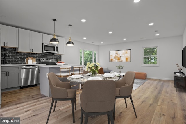 1 Mimosa Ln, Levittown, PA 19054 - dining area with light wood finished floors, recessed lighting, and baseboards