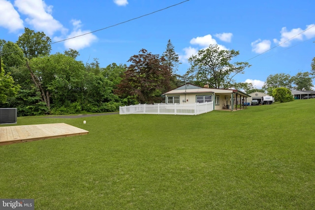 1 Mimosa Ln, Levittown, PA 19054 - view of yard with cooling unit and a wooden deck