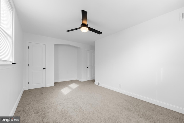 937 E Durard St, Philadelphia, PA 19150 - unfurnished room featuring carpet, ceiling fan, baseboards, and arched walkways