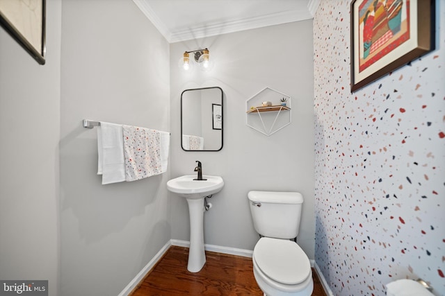 12794 Silvia Loop, Woodbridge, VA 22192 - half bathroom with crown molding and wood finished floors