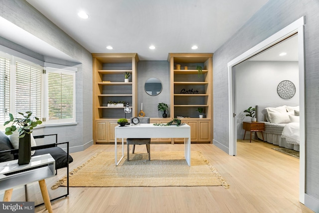 5 Tall Tree Ct, Baltimore, MD 21208 - office with light wood-style floors, recessed lighting, and built in features