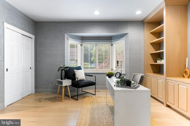 5 Tall Tree Ct, Baltimore, MD 21208 - office space featuring light wood finished floors, recessed lighting, and built in shelves