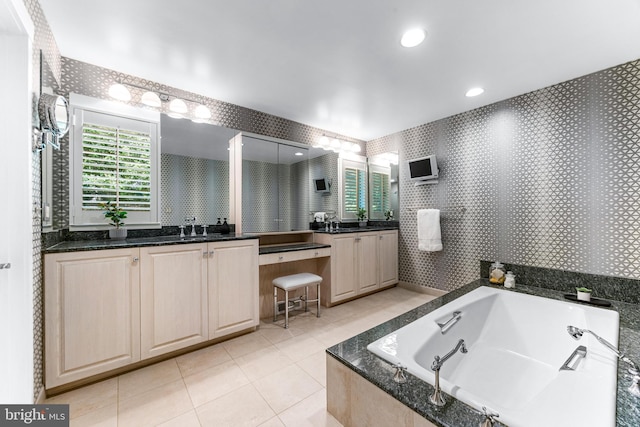5 Tall Tree Ct, Baltimore, MD 21208 - bathroom with vanity, tile patterned flooring, and a bath