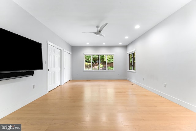 5 Tall Tree Ct, Baltimore, MD 21208 - unfurnished living room featuring ceiling fan, recessed lighting, and light wood-style flooring