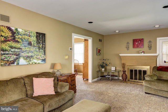 236 Ardmore Ave, Haddonfield, NJ 08033 - living area featuring carpet floors and a brick fireplace