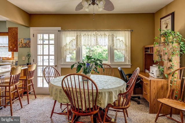 236 Ardmore Ave, Haddonfield, NJ 08033 - dining room with carpet and a ceiling fan