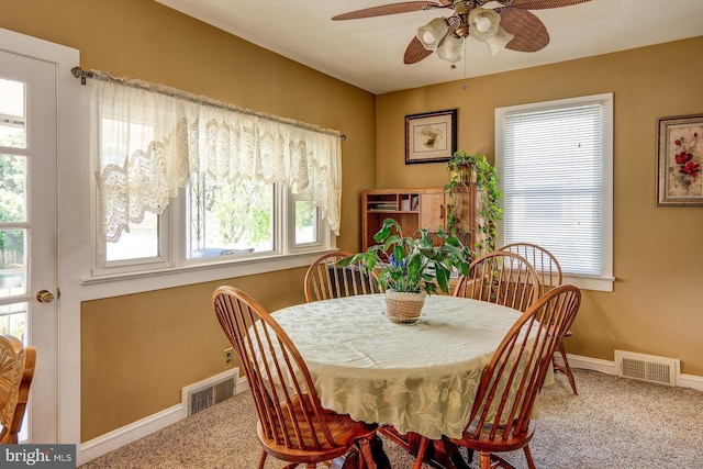 236 Ardmore Ave, Haddonfield, NJ 08033 - dining room with carpet floors, ceiling fan, and healthy amount of natural light