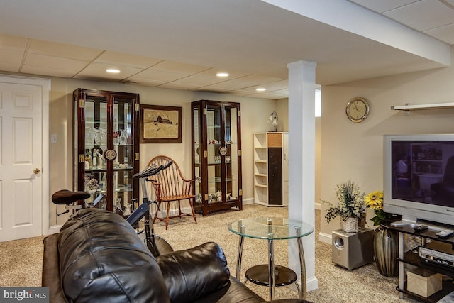 236 Ardmore Ave, Haddonfield, NJ 08033 - carpeted living room with baseboards and recessed lighting