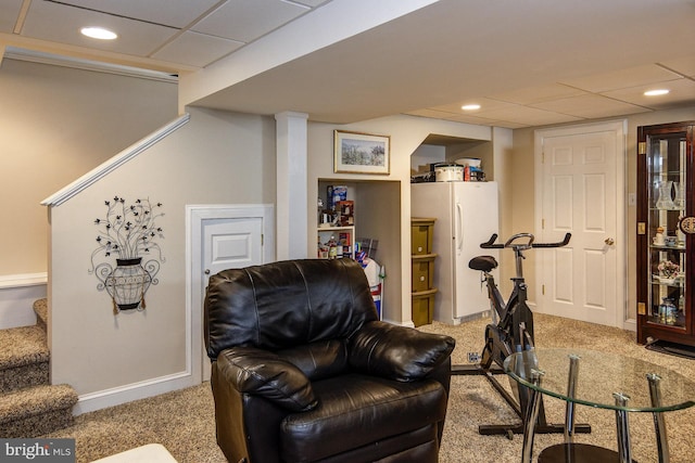 236 Ardmore Ave, Haddonfield, NJ 08033 - sitting room featuring carpet, stairs, and recessed lighting