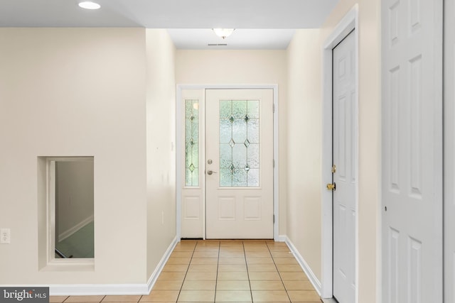 5305 Thunder Hill Rd, Columbia, MD 21045 - foyer featuring light tile patterned flooring, baseboards, and recessed lighting