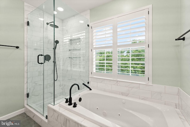 45620 Livingstone Station St, Sterling, VA 20166 - bathroom with a shower stall, a whirlpool tub, and tile patterned floors
