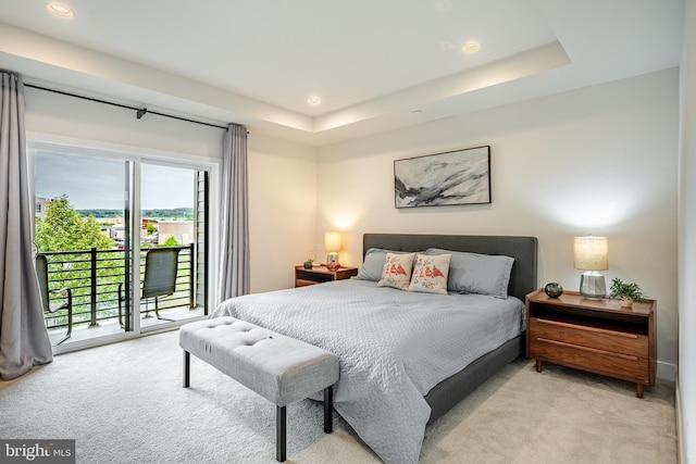1009 Lakeview Ct Unit 1009, King Of Prussia, PA 19406 - carpeted bedroom featuring access to outside, recessed lighting, and a tray ceiling