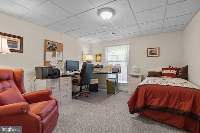230 Bobwhite Rd, New Hope, PA 18938 - bedroom with a drop ceiling, carpet, and a desk