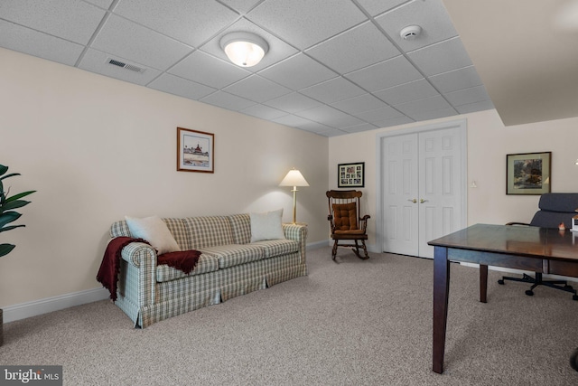 230 Bobwhite Rd, New Hope, PA 18938 - carpeted office space with baseboards and a paneled ceiling