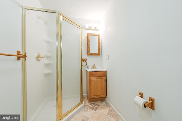 1627 Kindle Ave, Deptford, NJ 08096 - full bathroom with vanity, a stall shower, and baseboards