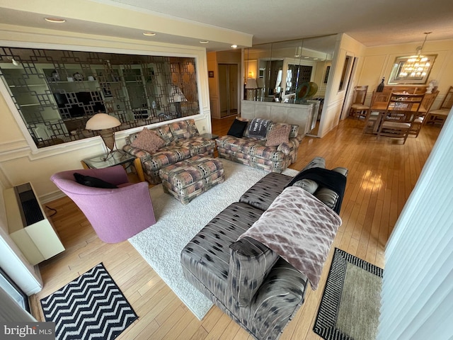 666 W Germantown Pike Unit 1721, Plymouth Meeting, PA 19462 - living area with hardwood / wood-style floors, a chandelier, and recessed lighting