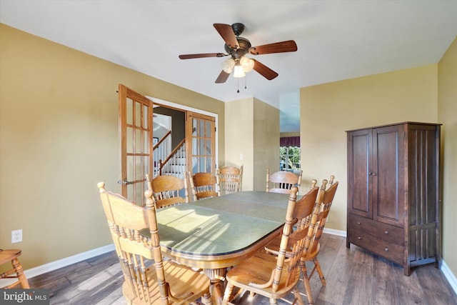 3758 Kimberly Ln, Dover, PA 17315 - dining area with baseboards, wood finished floors, and a ceiling fan