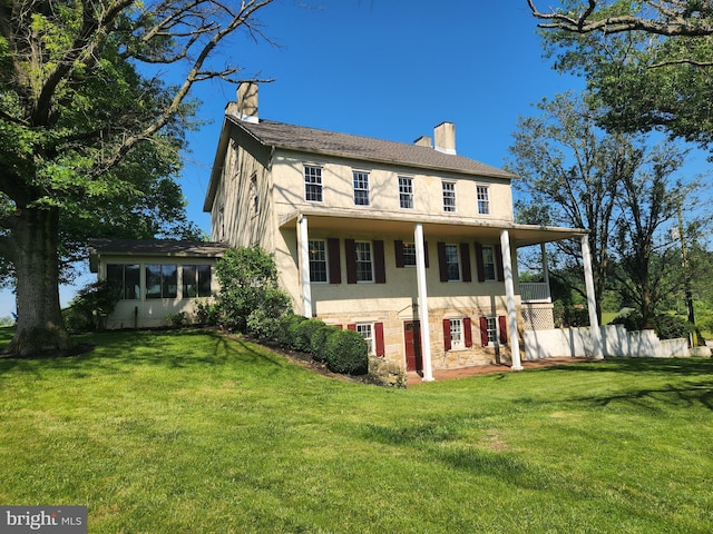4560 Bossler Rd, Elizabethtown, PA 17022 - back of house with a chimney and stucco siding