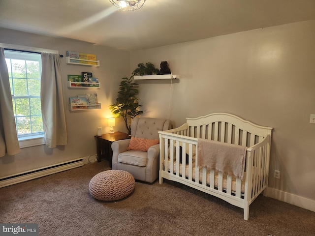 4560 Bossler Rd, Elizabethtown, PA 17022 - carpeted bedroom with multiple windows, baseboard heating, and a nursery area