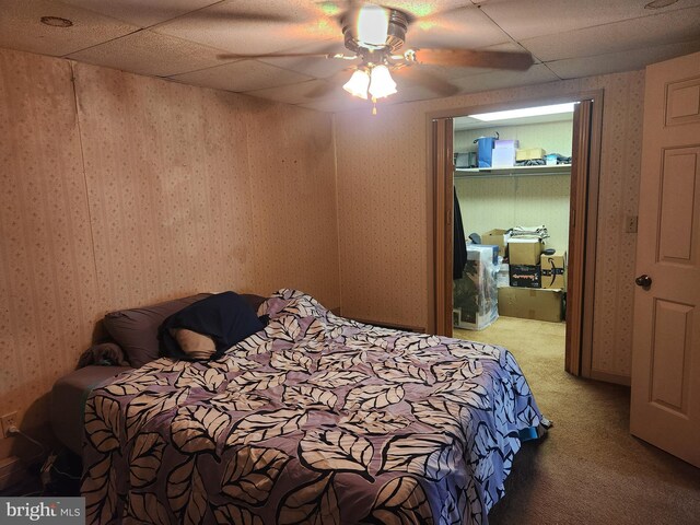 4560 Bossler Rd, Elizabethtown, PA 17022 - bedroom with carpet floors, wallpapered walls, and a ceiling fan