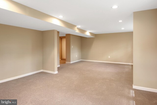 3818 Gelding Ln, Olney, MD 20832 - finished below grade area with recessed lighting, baseboards, and carpet flooring