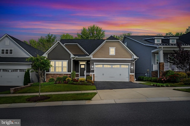 1528 Catbriar Way, Odenton, MD 21113 - craftsman house with stone siding, driveway, an attached garage, and a front yard