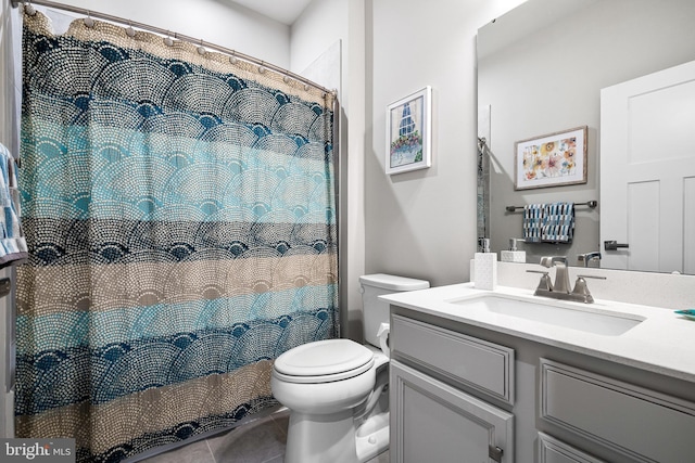 1528 Catbriar Way, Odenton, MD 21113 - bathroom with vanity, toilet, tile patterned flooring, and curtained shower